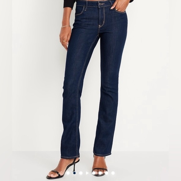 Old Navy Denim - Old Navy Women’s Mid-Rise Wow Boot-Cut, 12 Short, Dark Wash